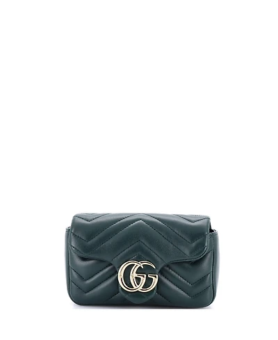 Pre-Owned Gucci Super Mini Gg Marmont Flap Bag Matelasse Leather