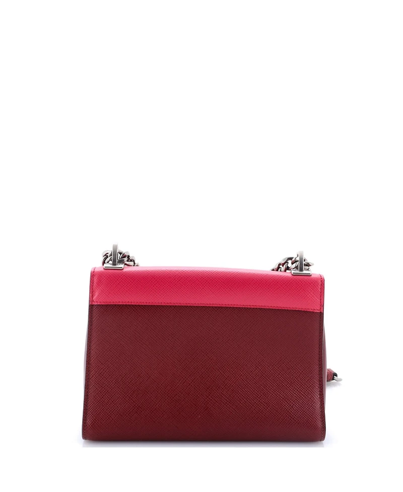 Pre-Owned Prada Small Robot Patches Envelope Flap Chain Shoulder Bag Saffiano Leather