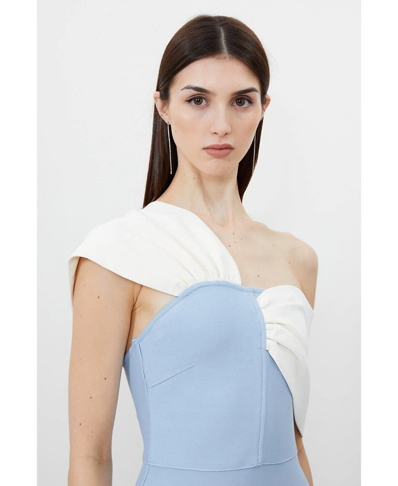 Karen Millen Women's Asymmetric Strap Knit Midi Dress