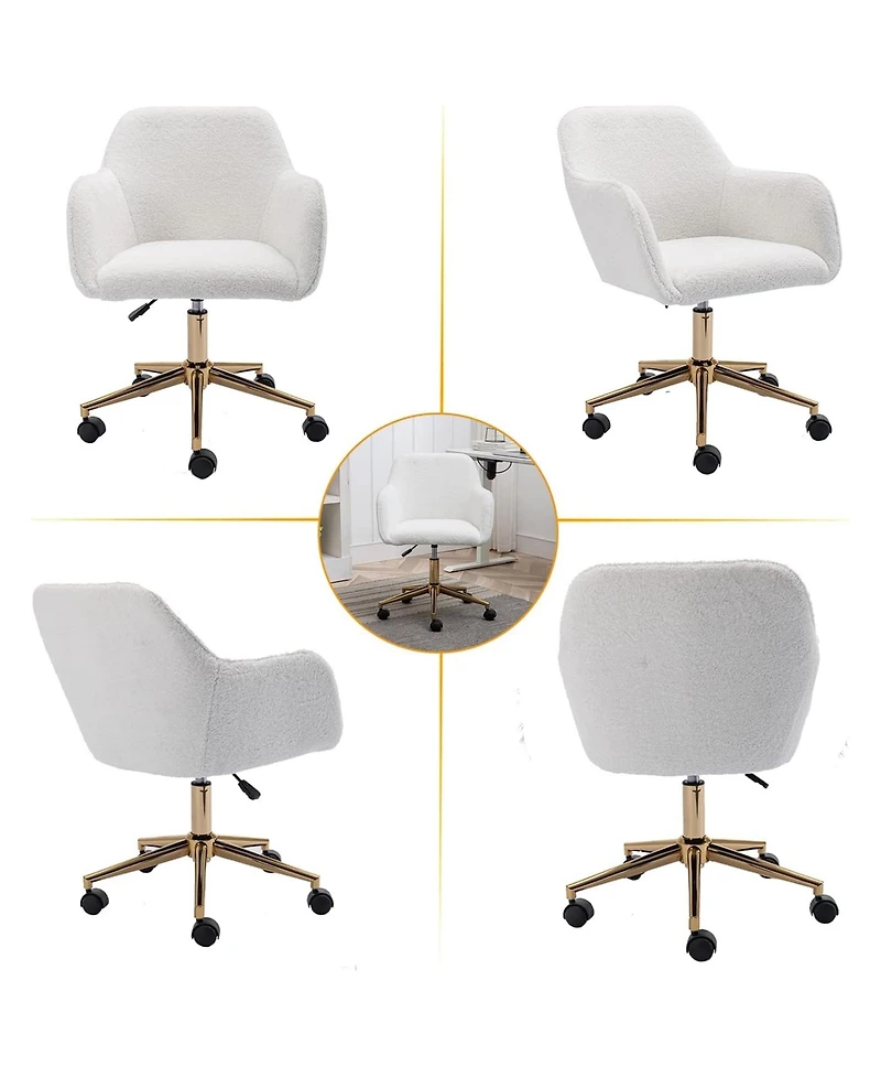 Rainsken Modern Teddy Fabric Home Office Chair