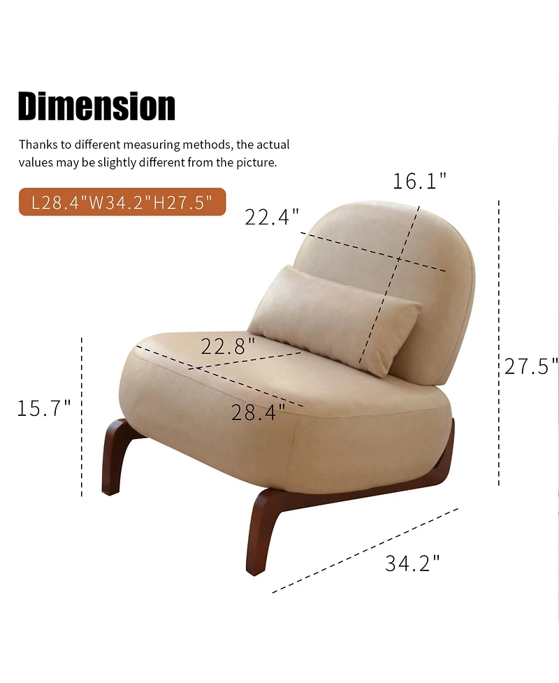 Rainsken Pu Leather Accent Chair, Comfy Reading Chair, Living Room Chair with Solid Wood Legs and Soft Cushion for Bedroom, Balcony