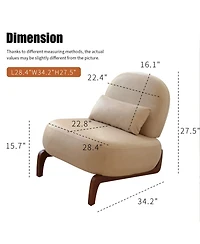 Rainsken Pu Leather Accent Chair, Comfy Reading Chair, Living Room Chair with Solid Wood Legs and Soft Cushion for Bedroom, Balcony