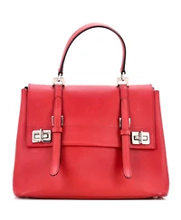 Pre-Owned Prada Medium Half Flap Double Turn Lock Satchel Saffiano Leather