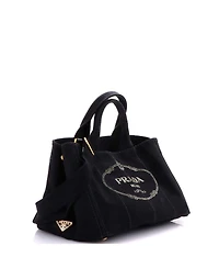 Pre-Owned Prada Medium Canapa Convertible Tote Canvas