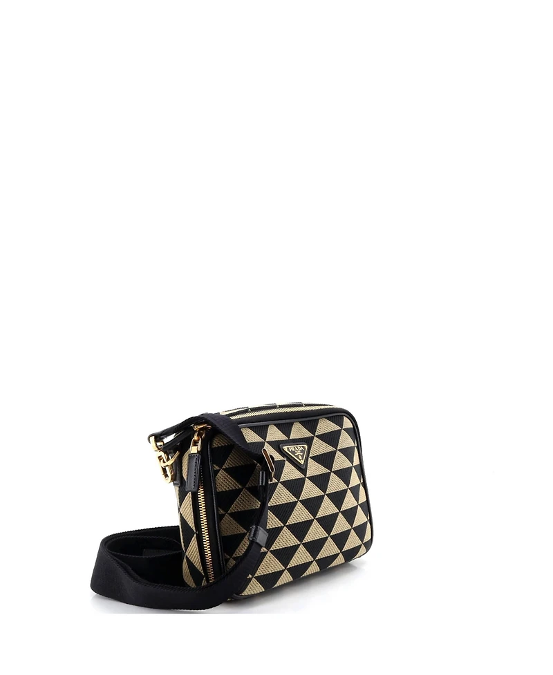 Pre-Owned Prada Symbole Zip Around Shoulder Bag Jacquard