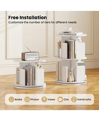 Slickblue 2-Tier Rotating Bookshelf with Dividers and Anti-falling