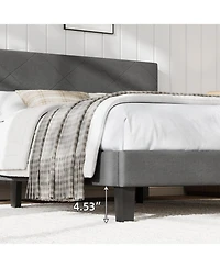 gaomon Bed Frames with Upholstered Storage Headboard, Platform Bed with Bookshelf