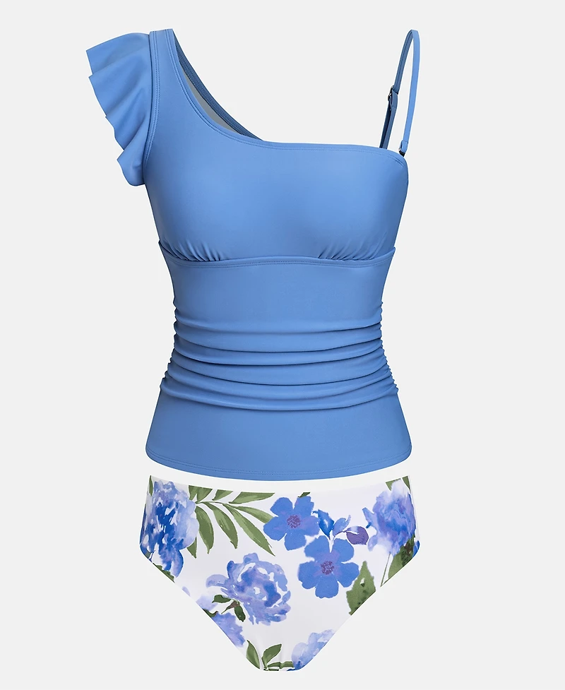 Cupshe Women's One-Shoulder Adjustable Straps Tankini Set