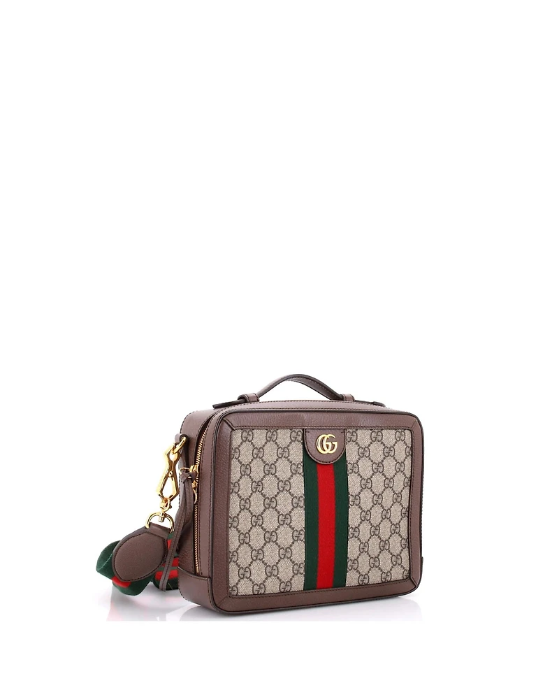 Pre-Owned Gucci Small Ophidia Zip Around Camera Bag Gg Coated Canvas