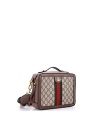 Pre-Owned Gucci Small Ophidia Zip Around Camera Bag Gg Coated Canvas