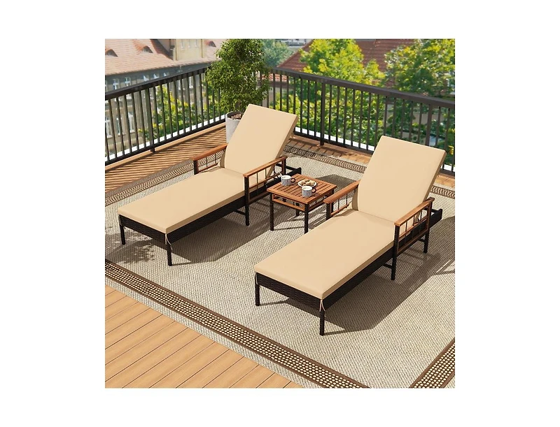 Slickblue Patio Reclining Lounge Chair with 4-Position Adjustable Backrest