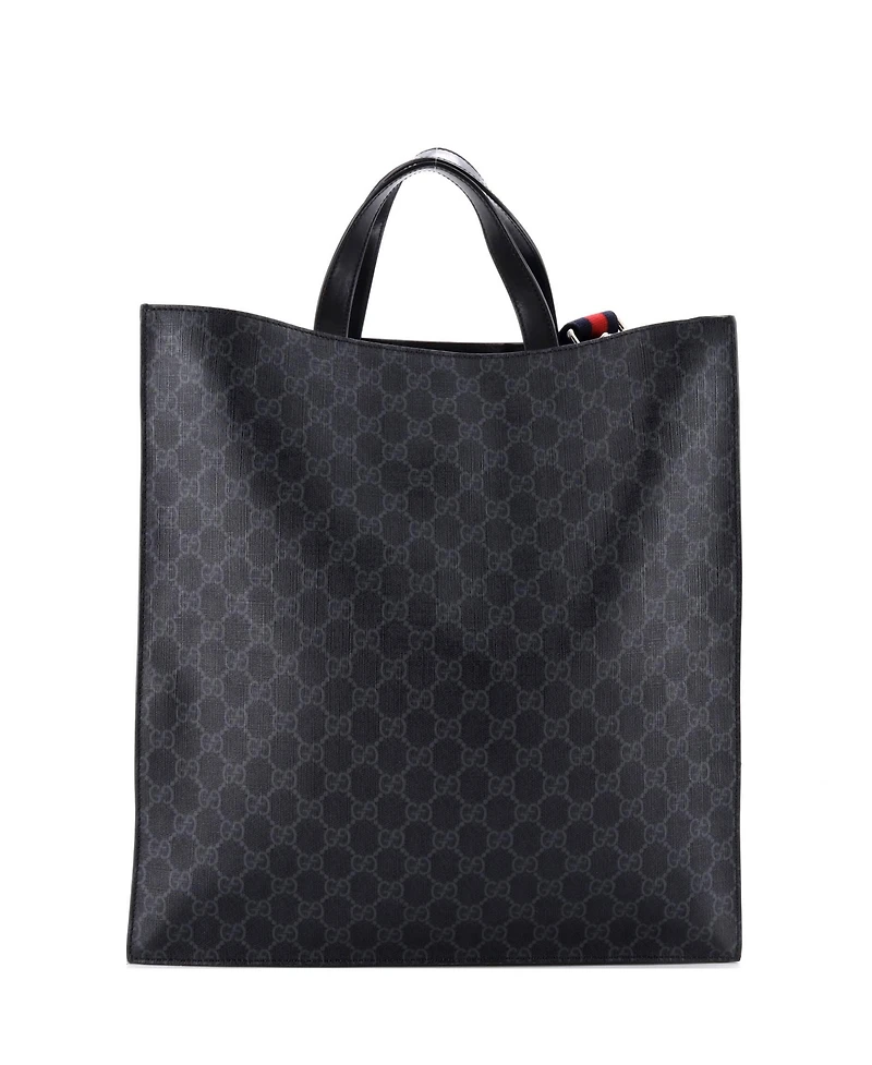 Pre-Owned Gucci North South Courrier Convertible Soft Open Tote Gg Coated Canvas with Applique