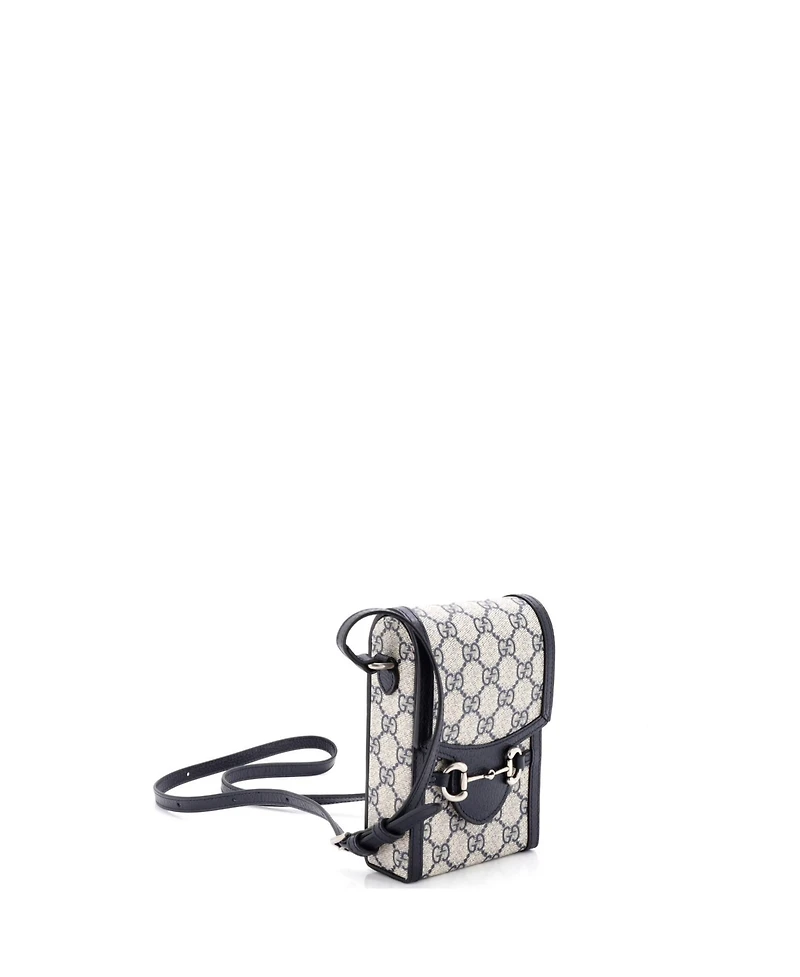 Pre-Owned Gucci Mini Horsebit 1955 Crossbody Bag Gg Coated Canvas with Leather