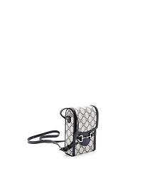 Pre-Owned Gucci Mini Horsebit 1955 Crossbody Bag Gg Coated Canvas with Leather