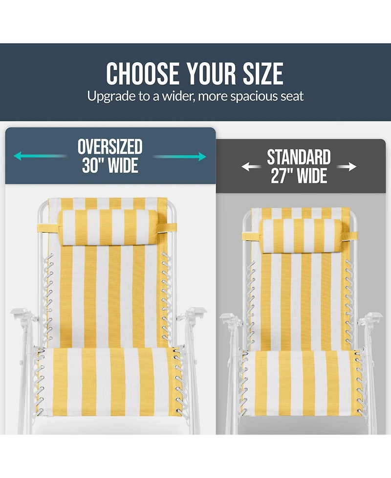 Best Choice Products Set of 2 Extra Wide Zero Gravity Lounge Chair Recliners w/ Cup Holder