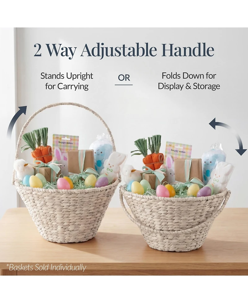 Best Choice Products Easter Basket, Large Woven Easter Basket for Kids w/ Collapsible Handle, Tapered Shape