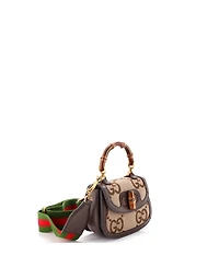 Pre-Owned Gucci Mini Bamboo 1947 Top Handle Bag Jumbo Gg Canvas