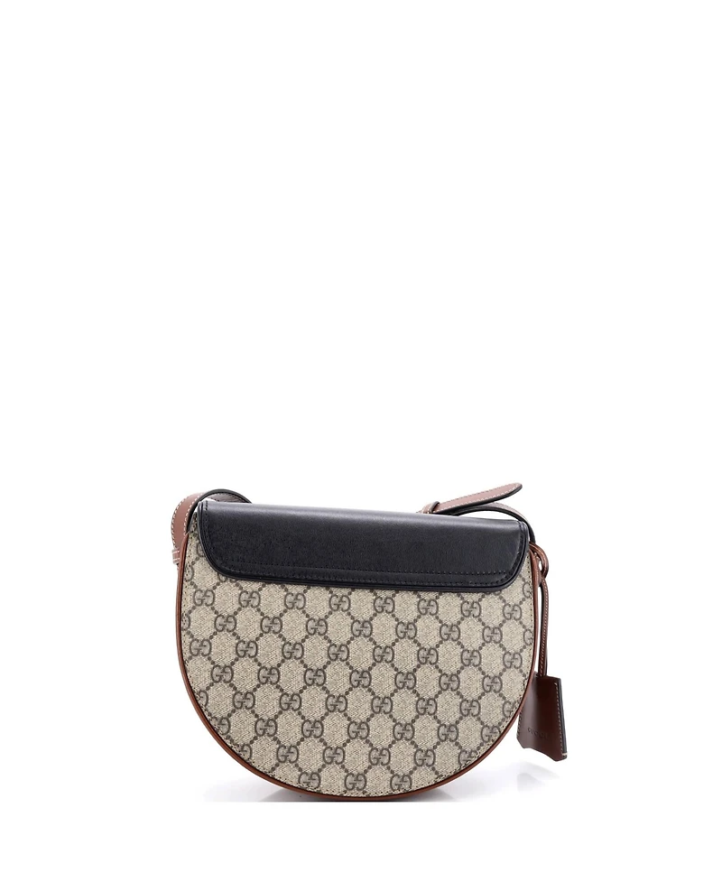 Pre-Owned Gucci Small Padlock Saddle Shoulder Bag Gg Coated Canvas and Leather