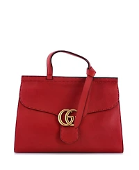 Pre-Owned Gucci Medium Gg Marmont Top Handle Bag Leather