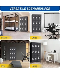 gaomon 72" Metal Storage Cabinet with 9 Doors, Office Locker with 27 Hooks & 9 Shelves, Steel Employee Storage Locker