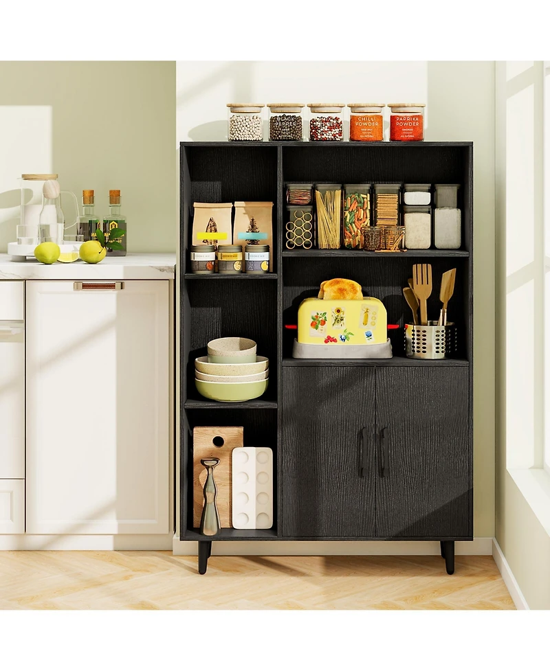 Slickblue 47 Inch Bookshelf with Open Cubes and Bottom Storage Cabinet