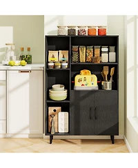 Slickblue 47 Inch Bookshelf with Open Cubes and Bottom Storage Cabinet