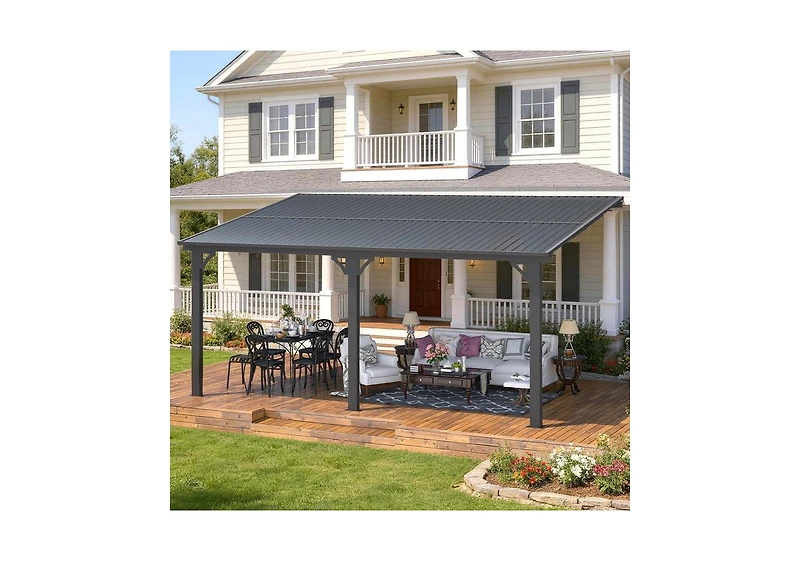 Aecojoy 16x10 Outdoor Hardtop Gazebo Adjustable Height (6.5-9.8Ft) Pergola for Patio