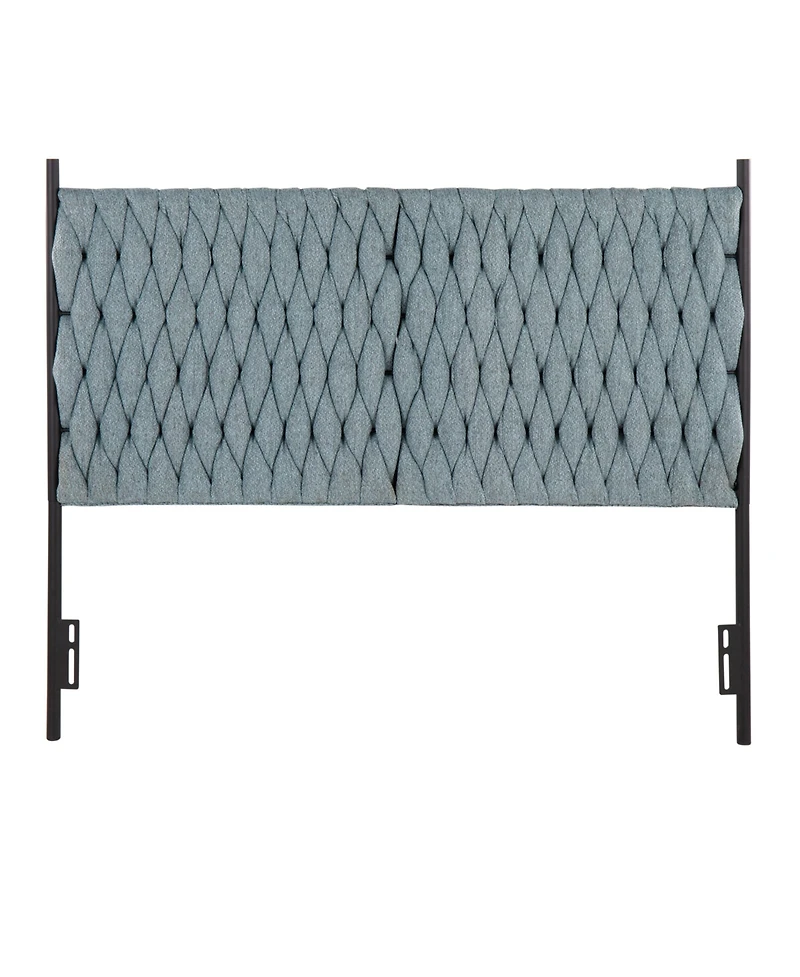 flynama Fabric Queen Headboard with Black Metal Frame and Braided Tufting