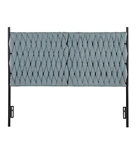 flynama Fabric Queen Headboard with Black Metal Frame and Braided Tufting