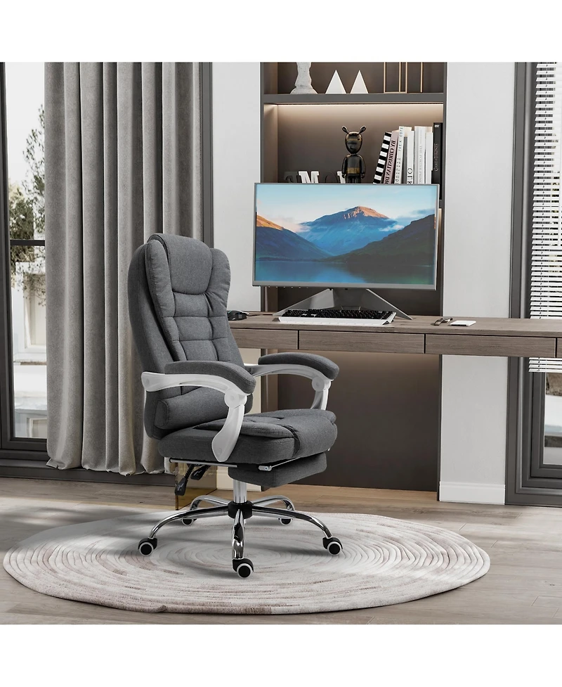 Boyel Living Executive Office Chair with Footrest Linen-Fabric Computer Chair Adjustable