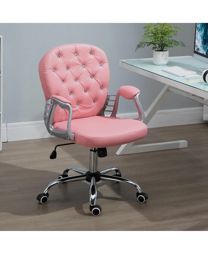 Boyel Living Pu Leather Button Tufted Desk Chair with Adjustable Height and Padded Armrests