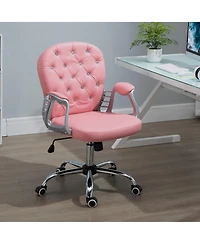 Boyel Living Pu Leather Button Tufted Desk Chair with Adjustable Height and Padded Armrests