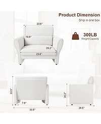 gaomon Modern Accent Chair, Upholstered Furry Sherpa Boucle Armchair, Mid-Century Lounge Sofa for Bedroom
