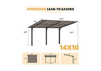 Aecojoy 14' x 10' Gazebo for Patio, Hard Top Lean to Gazebo Pergola Carport
