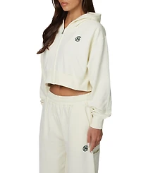 Good For Nothing Women's Cropped Zipped Halftone Hoodie