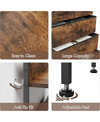 gaomon 5 Drawer Dresser for Bedroom - Storage Organizer Unit with Fabric, Sturdy Metal Frame and Wood Tabletop, Easy Pull Handle.