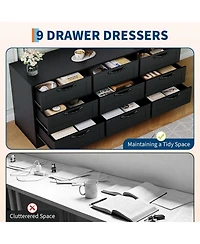 gaomon 9 Drawer Dresser Tv Stand with Mount for 32-85 TVs, Modern Entertainment Center Drawers, Media Console Table Bedroom Living