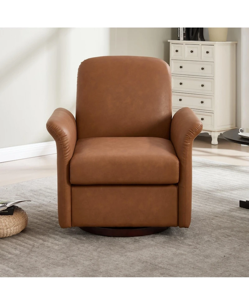 Clihome Modern Swivel Barrel Accent Chair with Wood Base