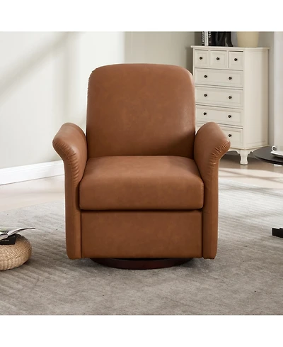 Clihome Modern Swivel Barrel Accent Chair with Wood Base