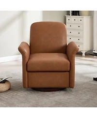 Clihome Modern Swivel Barrel Accent Chair with Wood Base