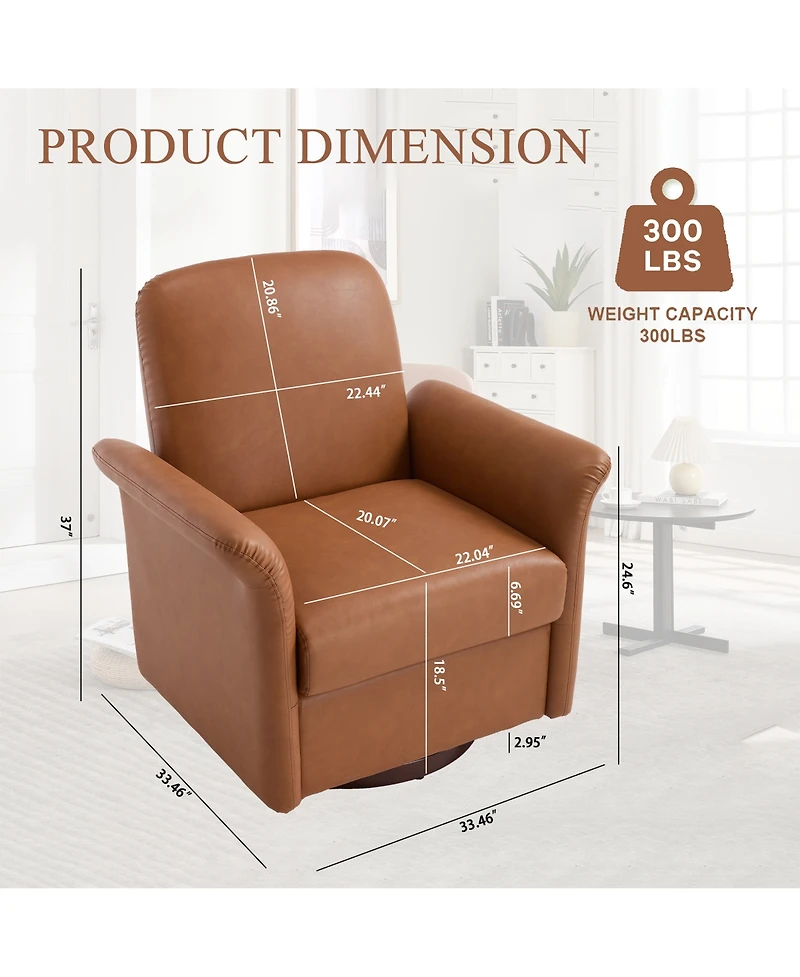Clihome Modern Swivel Barrel Accent Chair with Wood Base