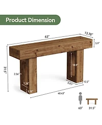 Tribesigns Solid Wood Console Table, 63-Inch Long Farmhouse Entryway Table, Sofa Console Behind Couch