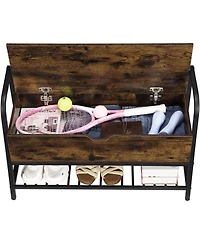 gaomon Storage Bench with Lift Top, Entryway Shoe Organizer Bench with Rack for Apartment and Hallway