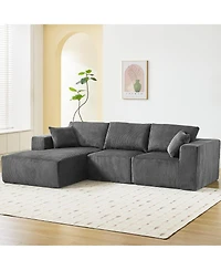 gaomon 108" L-Shaped Modular Sectional Sofa, 3-Piece Corduroy Cloud Couch with Left Facing Chaise & Armrests, No Assembly