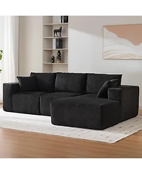 gaomon 108" L-Shaped Modular Sectional Sofa, 3-Piece Corduroy Cloud Couch with Right Facing Chaise and Armrests