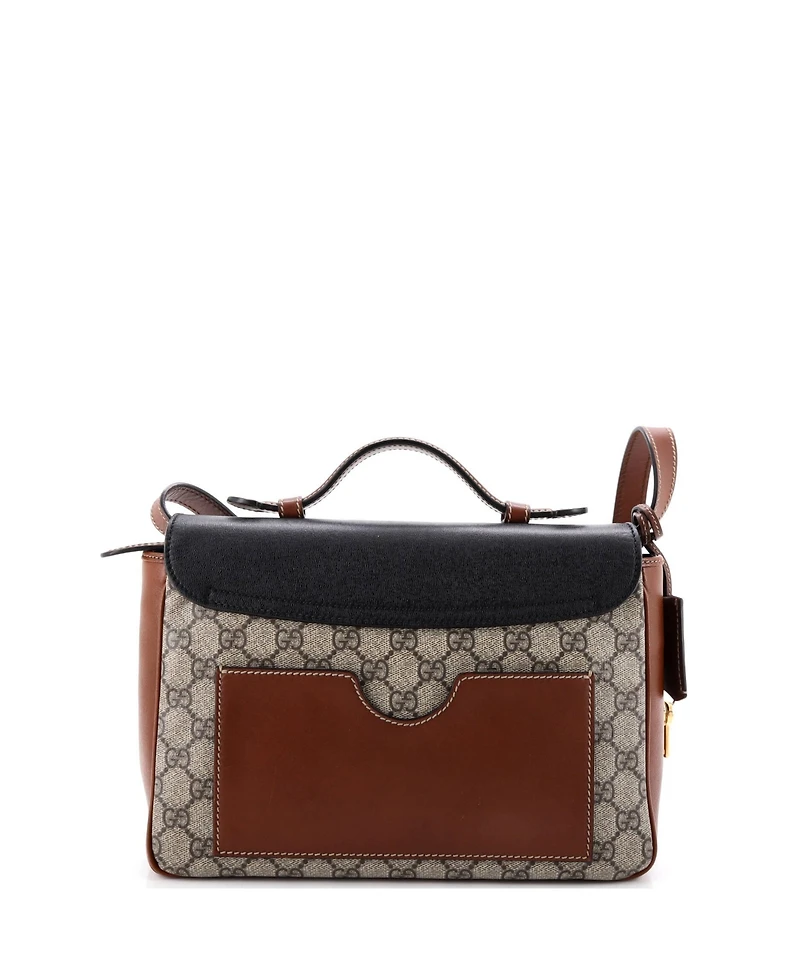 Pre-Owned Gucci Small Padlock Front Pocket Flap Shoulder Bag Gg Coated Canvas and Leather