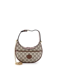 Pre-Owned Gucci Mini Interlocking G Patch Half Moon Hobo Gg Coated Canvas