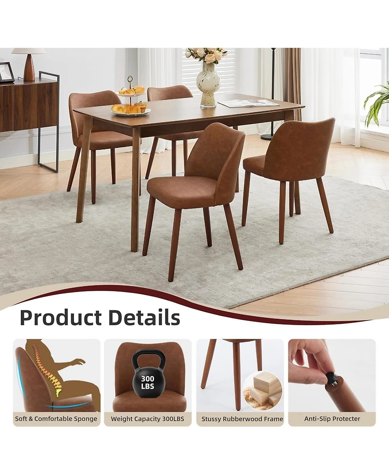 gaomon Dining Chair Set of 2,Linen Upholstered with Wood Legs,Wing Backrest,Wooden Kitchen Chair,Kitchen Chairs Thick Cushions