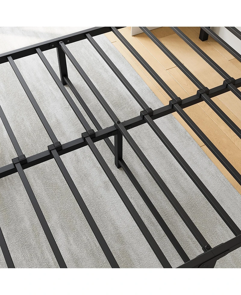 flynama Full Size Victorian Metal Bed Frame Headboard Footboard Storage