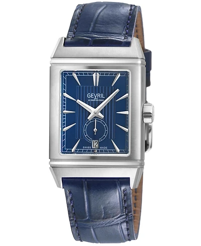 Gevril Men's Time Square Swiss Automatic Leather Strap Watch